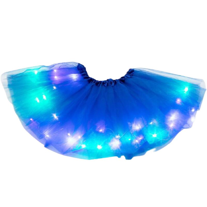 Children's Luminous Half Length Mesh Skirt With LED Lights Flower Sequined Led With Lights Luminous Tutudisheveled Skirt