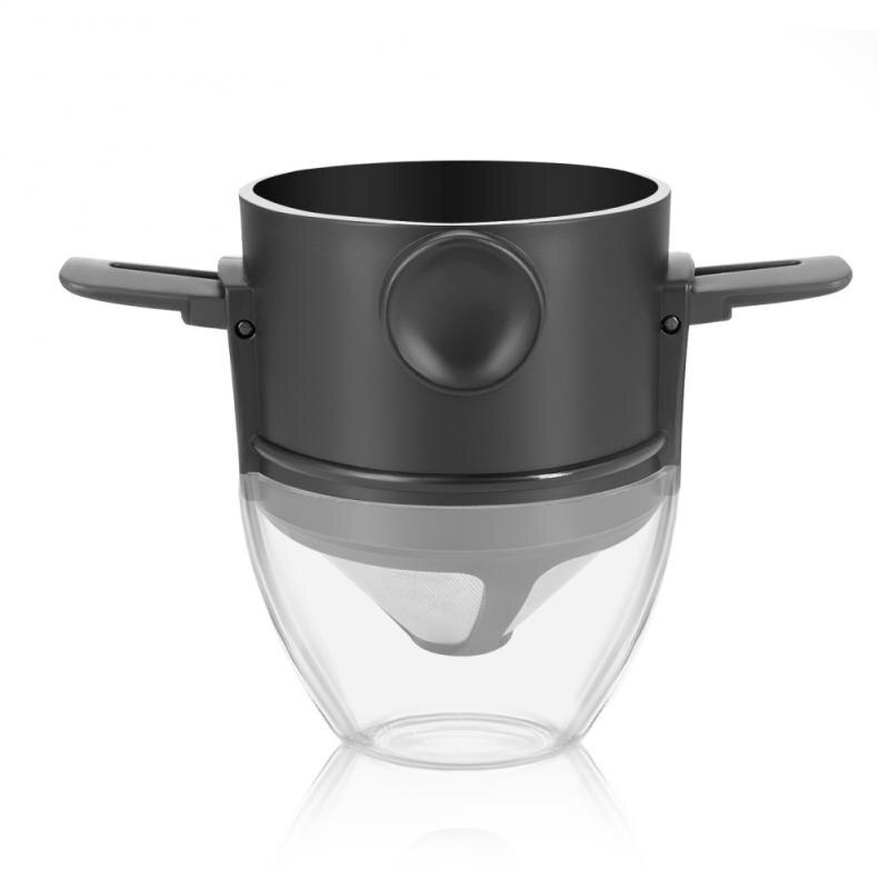 Filtre à café pliable, support Portable Pour le thé et le café, réutilisable, facile à nettoyer, sans papier: Black with Holder