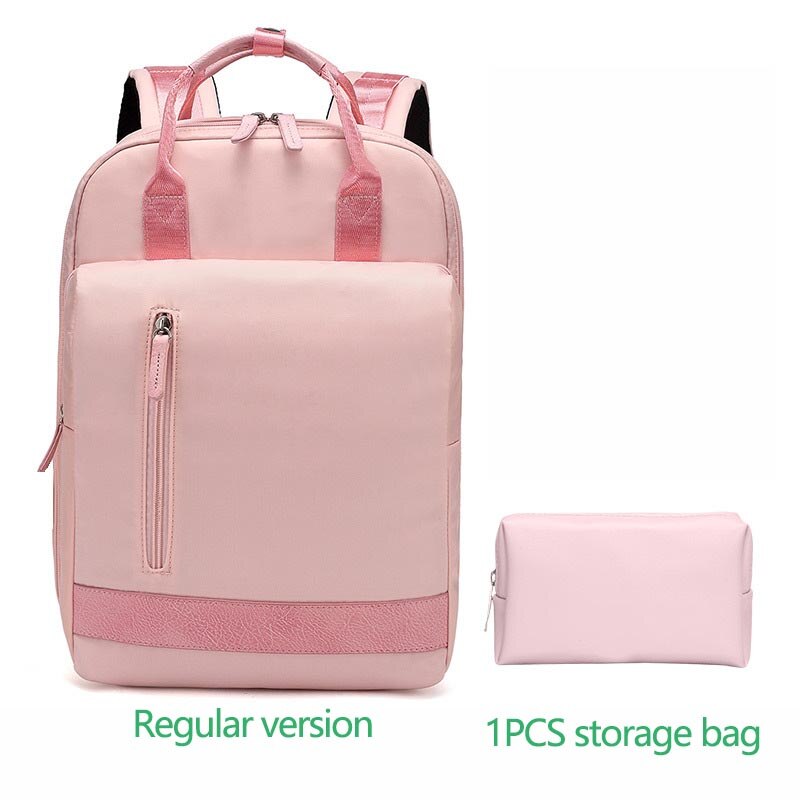 IKE MARTI Women's Backpack Daypack School Bag Sac A Dos Femme Man Waterproof Charging 15.6 Inch Laptop Backpack: Regular  pink 02 / 14 INCH