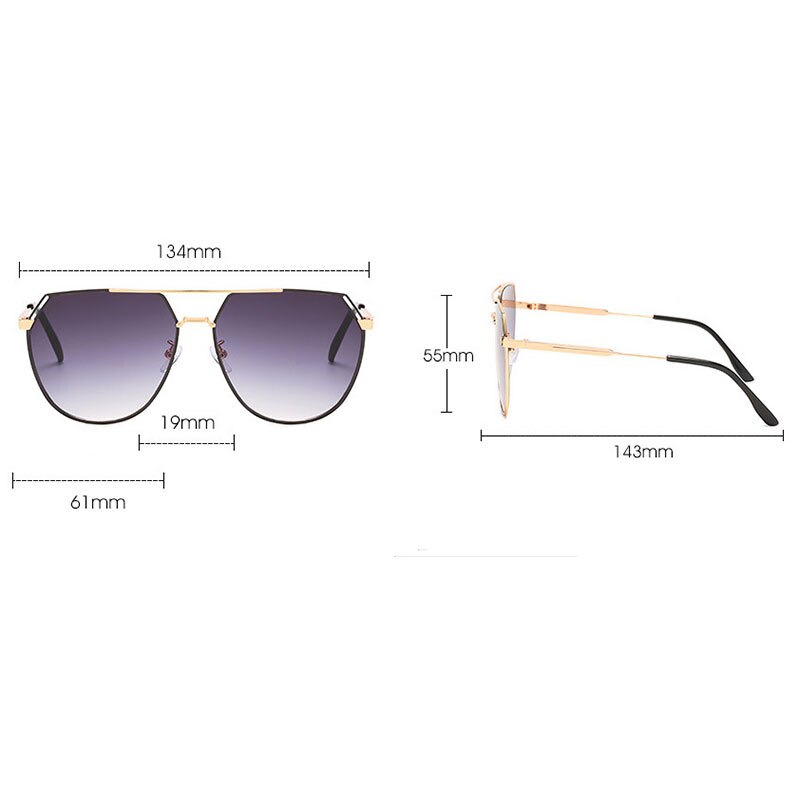 Polygon zonnebril dames heren vintage metalen gradiënt zonnebril luxe  uv400 tinten grote frame brillen