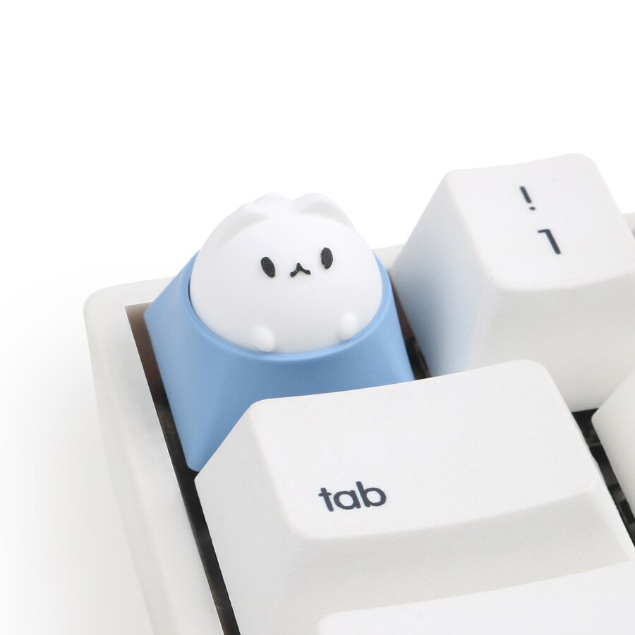 Keycap Hammer Bubble Cat Artisan, Compatible con interruptores Cherry MX, negro, amarillo, verde, azul, rojo, rosa, para teclados mecánicos: blue white