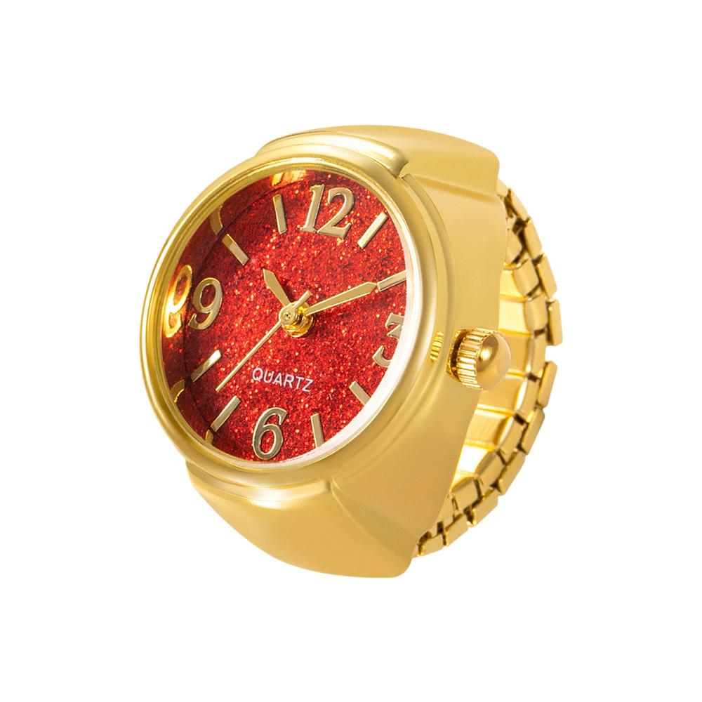 Damen-Ringuhr, verschiedene grafische Zifferblätter, Quarz-Analoguhr, kreatives Edelstahlarmband, coole Quarz-Fingerringuhr: Blau