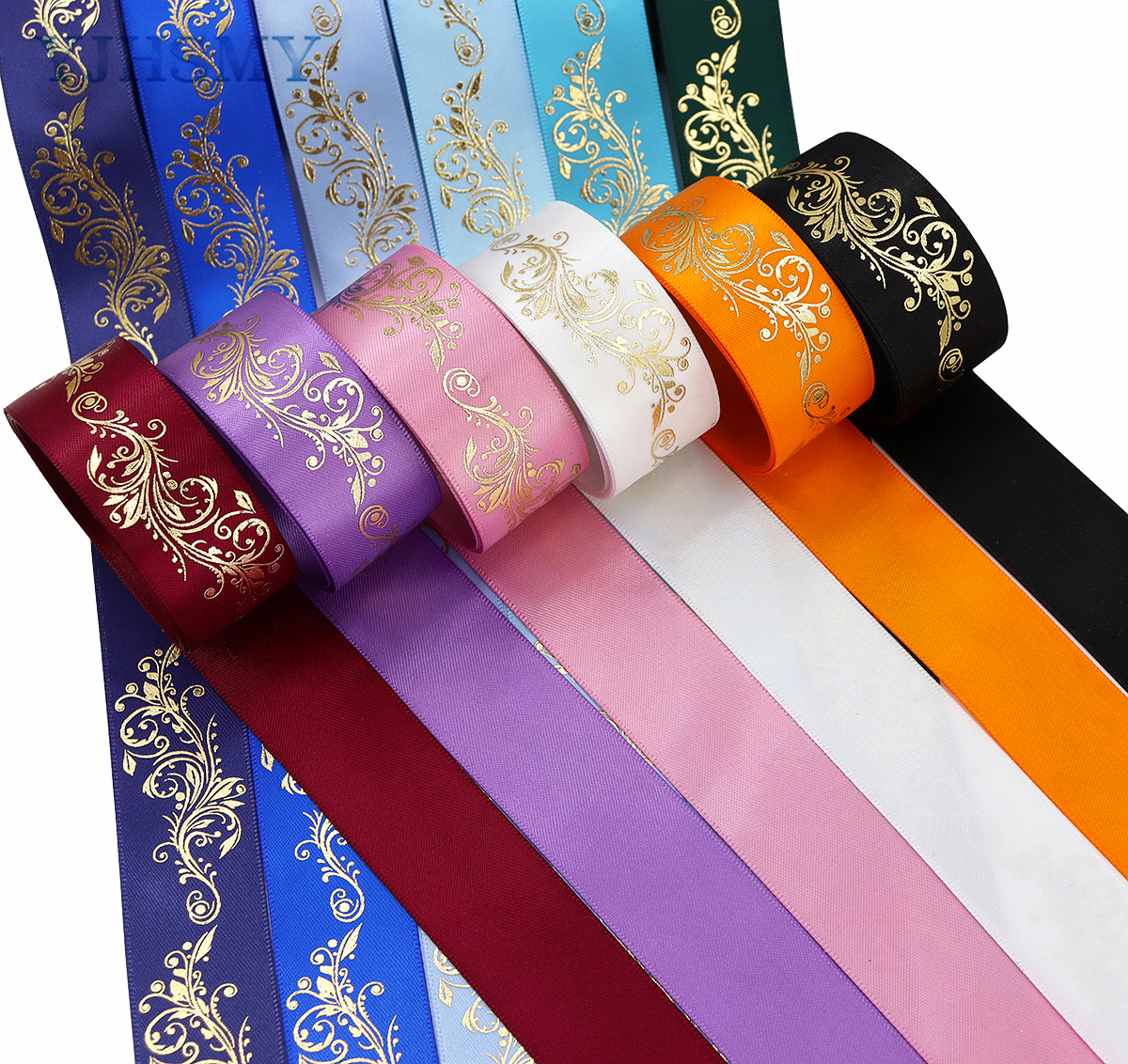 1 Inch Goudfolie Satijnen Lint Gedrukt Bloem Voor Diy Craft Cadeaupapier Bruiloft Verjaardag Party Decoratie 5 Yards