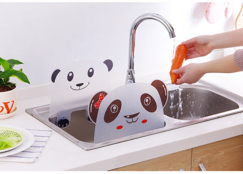 1PC śliczne panda z przyssawkami wody pluśnięcie wody nieprzepuszczalna przegroda ekran umywalka umywalka stojak akcesoria kuchenne gadżety narzędzie