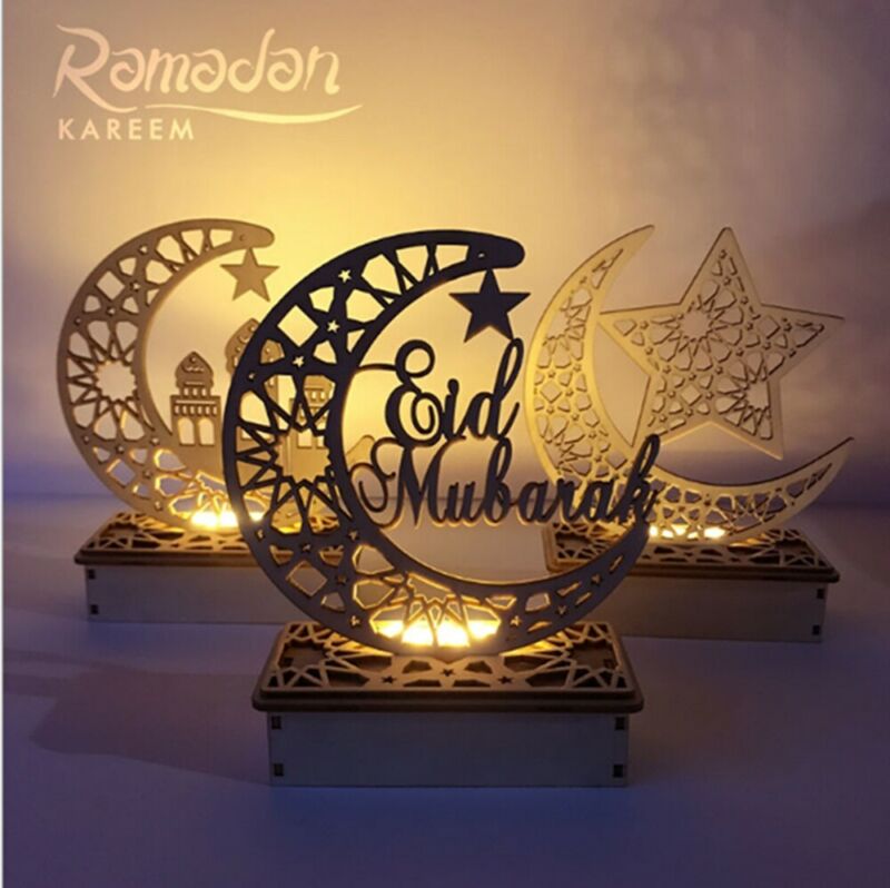 Houten Eid Mubarak Ramadan Ornament Moslim Islamitische Licht Diy Home Decor Us