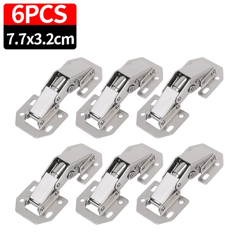 2/10PCS 90 Degree Cabinet Hinges Steel No-Drilling Hole Cupboard Door Hydraulic Buffer Hinges Home Kitchen Furniture Hardware: Yellow