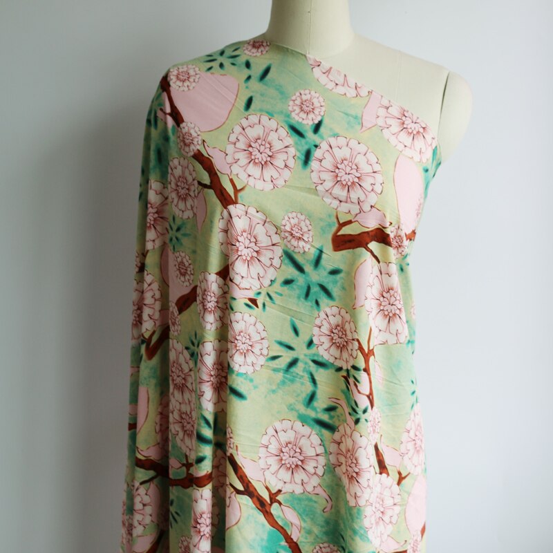 100cm*148cm Slightly Stretch Polyester Material Print Fresh Floral Faille Chiffon Fabric For Shirt Dress