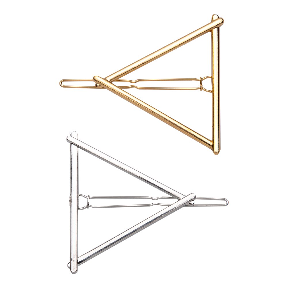 2Pcs Hollow Geometrische Haar Clip Voor Vrouwen Elegante Driehoekige Moon Star Cirkel Metalen Barrette Haarspeld Hoofd Accessorie: set 2