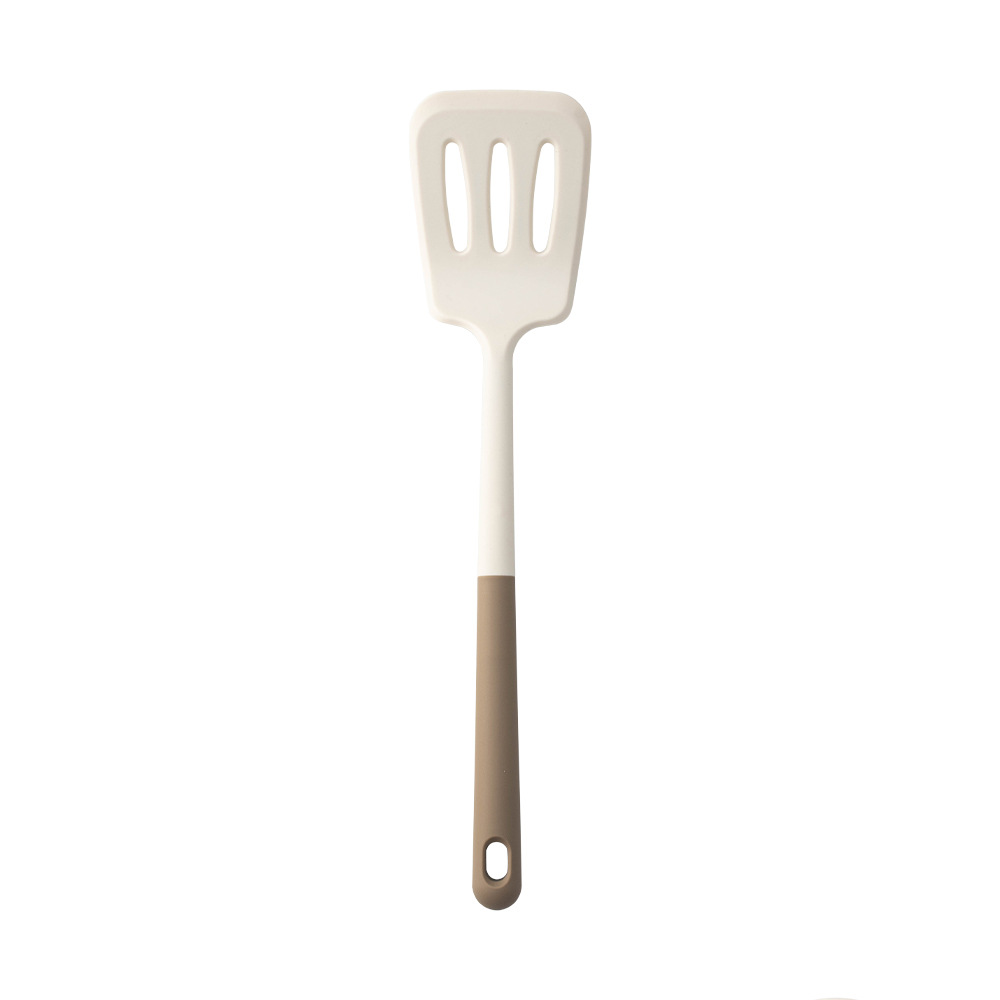 Kitchen Silicone Kitchenware Set Cooking Spatula Colander Rice Spoon Ladle Spaghetti Claw Oil Brush Tools for Baking: light yellow