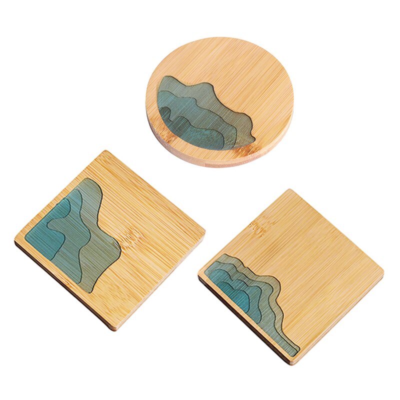 Chinois frais paysage caboteur napperon bambou caboteur résine moule ensemble plateaux à thé étanche isolation Pad antidérapant Table décor