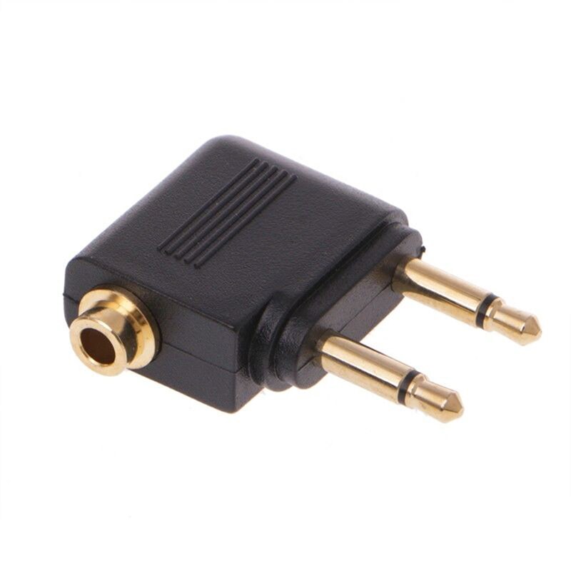 1pc Gold Nickel plated Air Plane 3.5mm Airplane Airline Headphone Mono Audio Converter Travel Jack Plug Splitter Adapter
