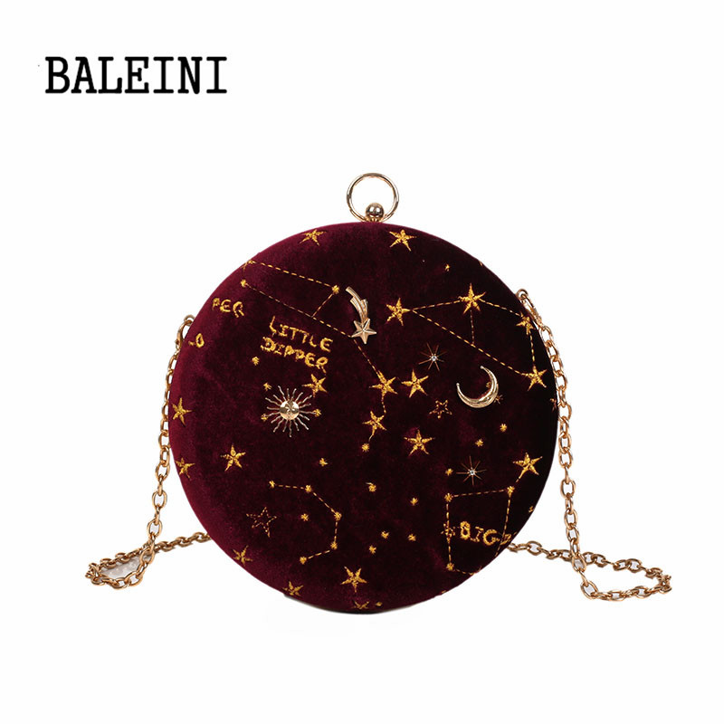 2020Starry sky Rund Wildleder Schulter Tasche Kette gürtel frauen Crossbody Messenger Taschen Damen Geldbörse Weibliche Runde Handtasche: Rot