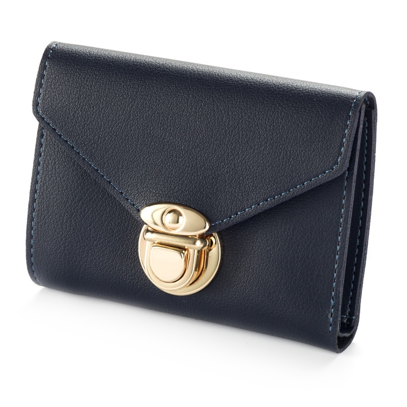 Baellerry Mini Envelope Wallet Women Leather Small Women Wallets Clutch Ladies Purse Card Holder Hasp Trifold Wallet Cuzdan W176: royal blue