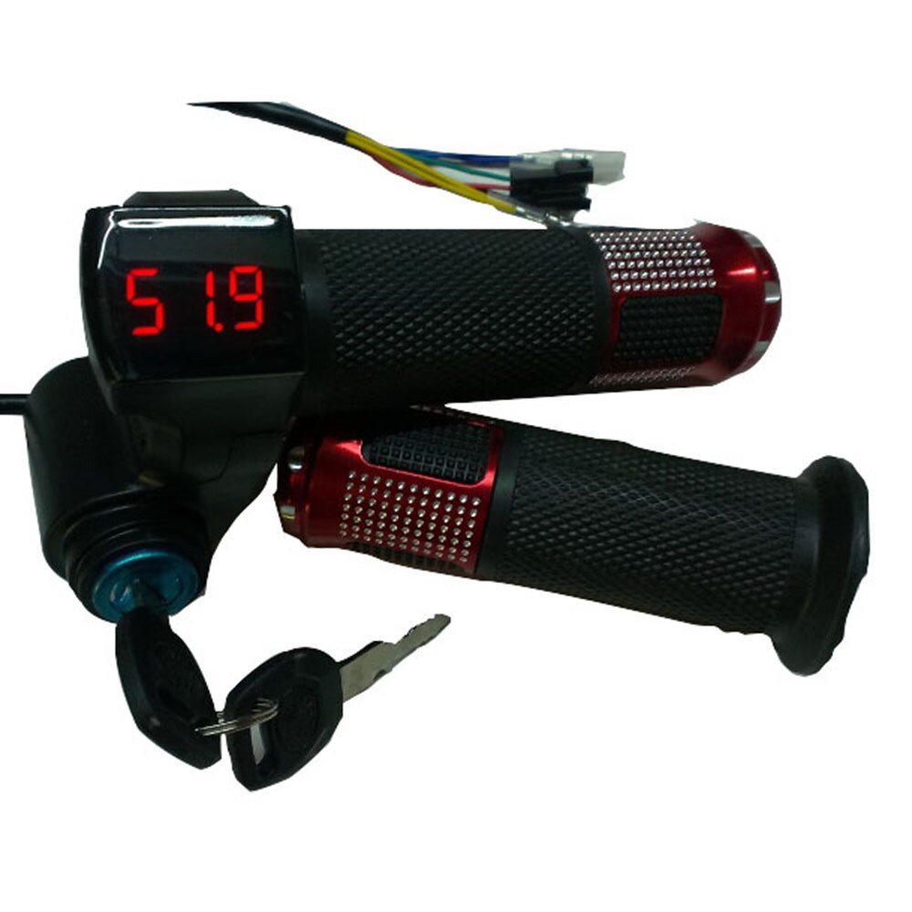 24v/36v/48v/60v/72v twist gasspjæld ebike med batteri magt lcd display switch håndtag til elektrisk cykel / scooter / ebike: Rød