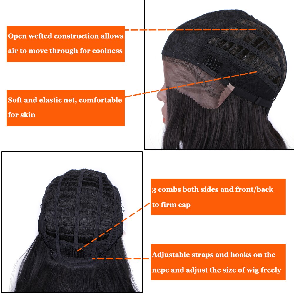 Peluca con malla frontal sintética WonderLady de 20 pulgadas #2, pelucas con ondas de cuerpo ombré para mujeres negras, peluca de Cosplay marrón larga ondulada con parte lateral