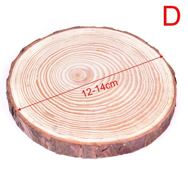 8-16CM 1pc Natural Round Unfinished Wood Slices Circles With Tree Bark Log Discs DIY Crafts Wedding Party Painting: D