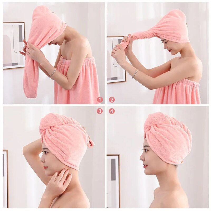 1Set Chic Bath Towel Wearable Towel Superfine Fiber Solid Color Soft and Absorbent Cleaning Plain Towel Hotel Home Bathroom