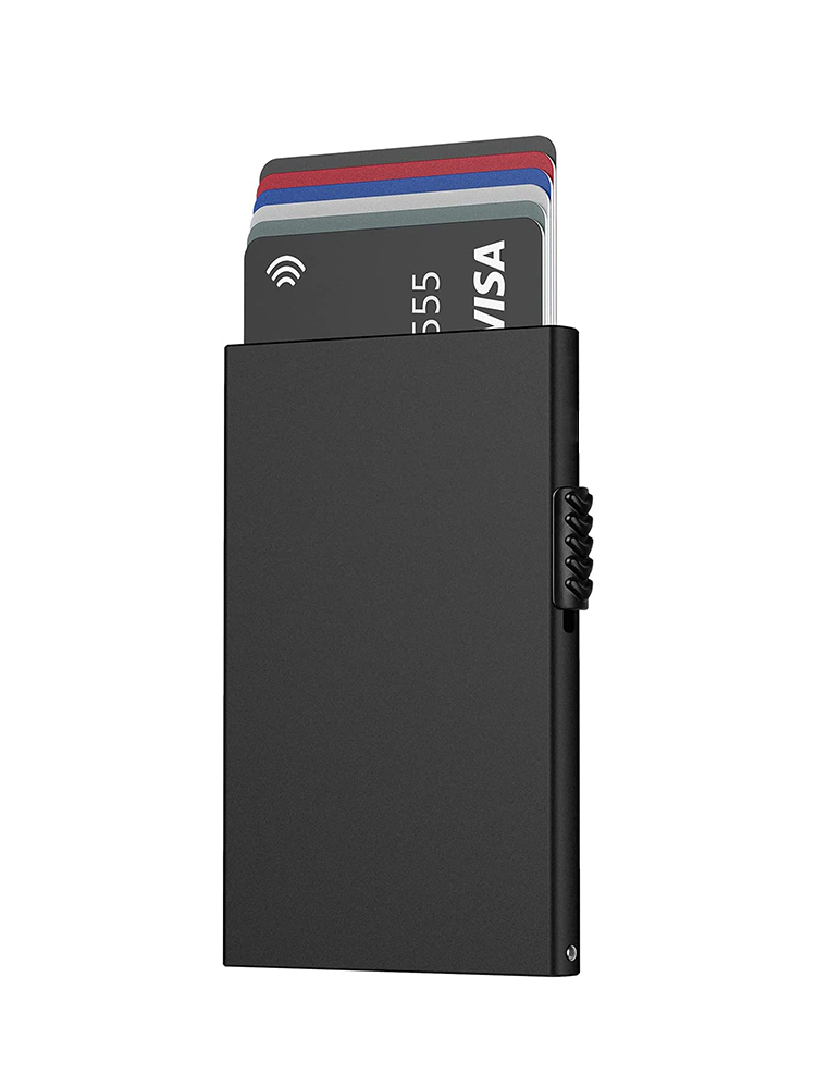 YATBEST minimalistische kaarttas aluminium ultradunne automatische pop-up creditcardclip draagbaar voor mannen en vrouwen