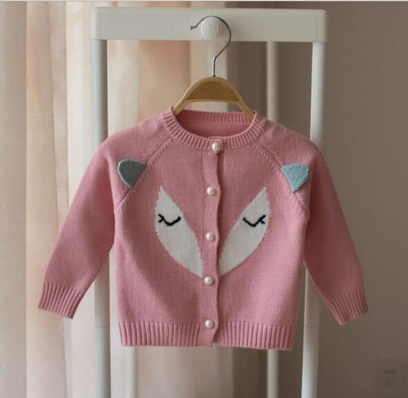 Gebreide Meisjes Vest Herfst kinderen Trui Vos Print Kids Baby Meisjes Truien Katoen Peuter Vest Trui voor Meisjes