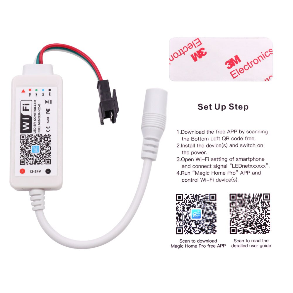 Dc12-24v piksler mini wifi-kontroller til  ws2801 ws2811 ldp 6803 sk6812 ws2812b ledet stripe 14 nøkkel 24 nøkkel ir fjernkontroll