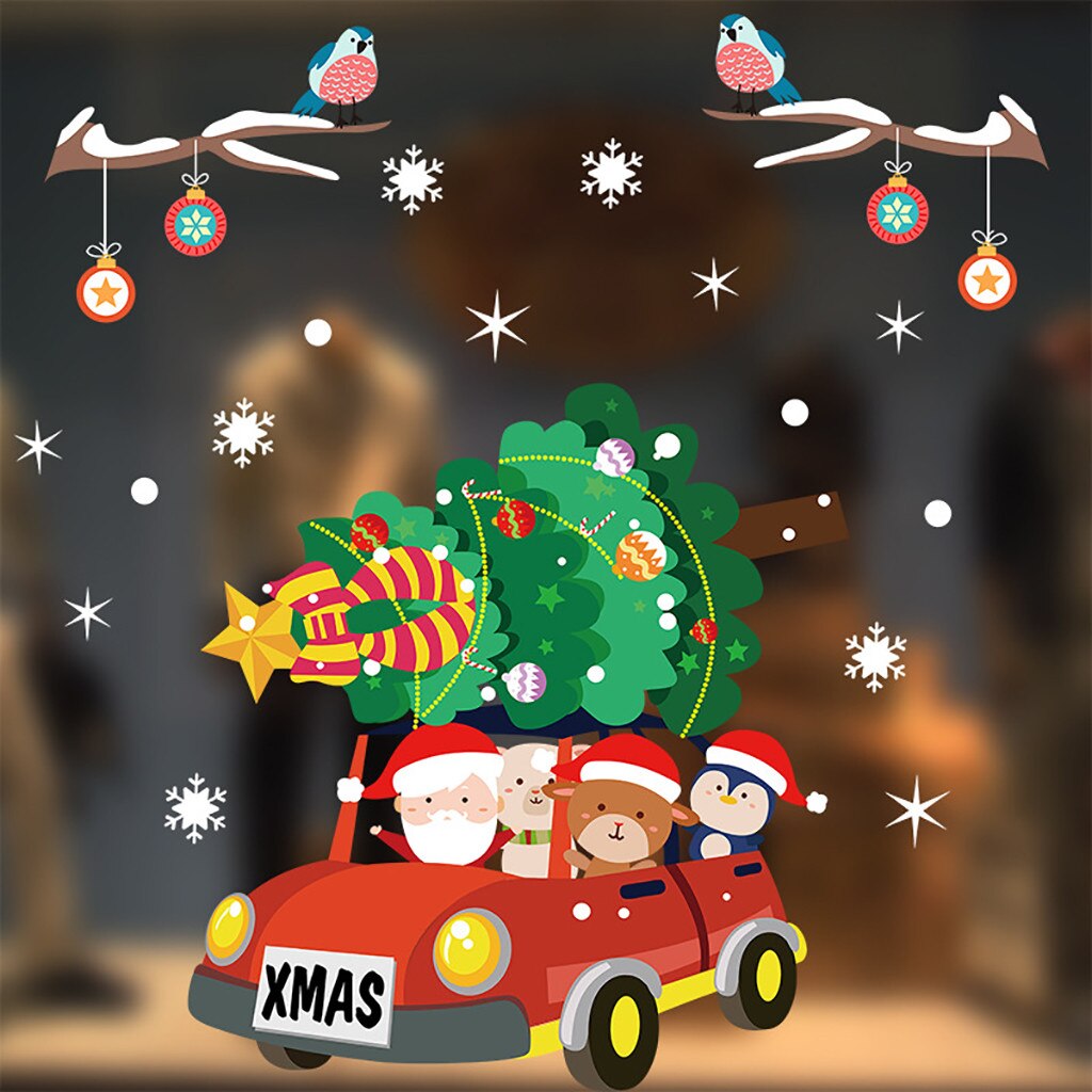 Merry Christmas Window Art Decals Family Room Wall Stickers Murals Decorative Stickers Removable Wall Art Stickers: C
