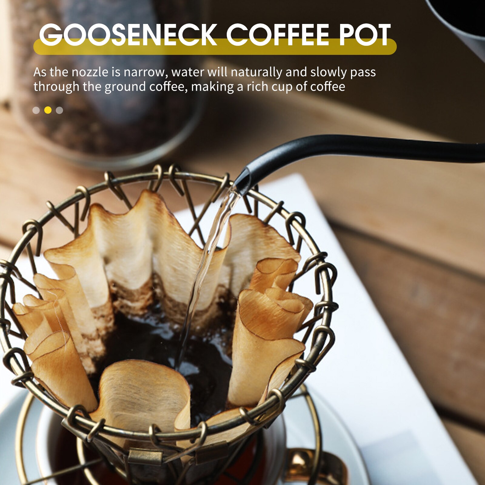 Coffee Kettle Stainless Steel Gooseneck Coffee Pot Hand Drip Coffee Pouring Kettle Long Narrow Drip Kettle for Coffee and Tea