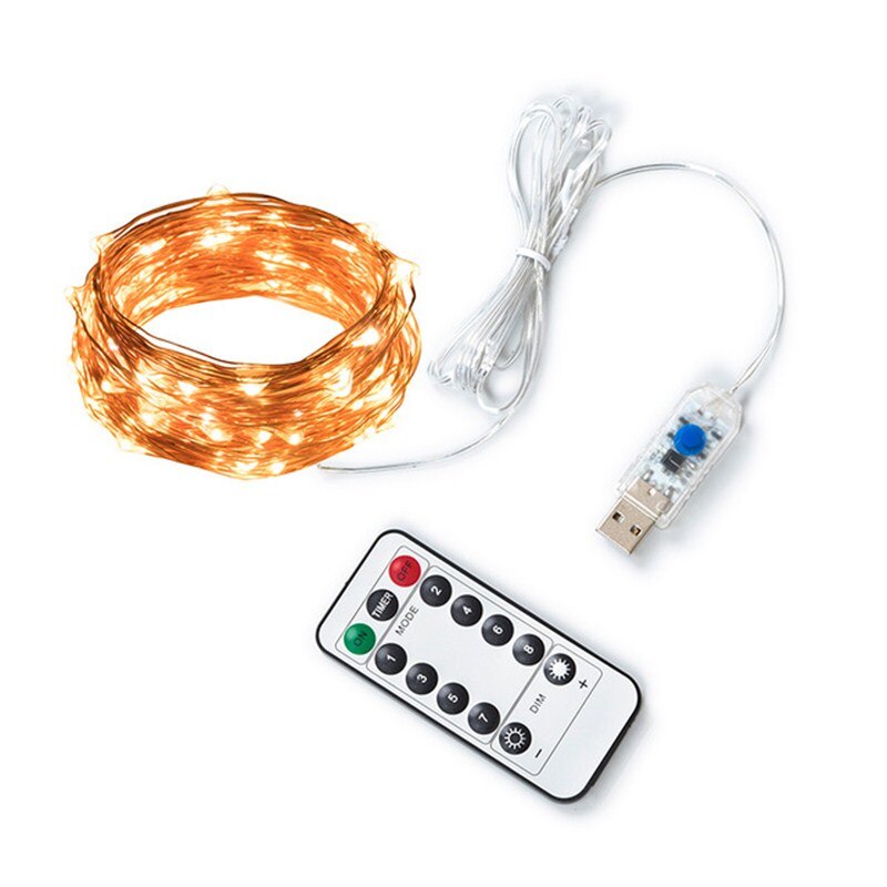 20/50/100 Led Koperdraad String Lights Usb Plug-In Fairy Lights Met Afstandsbediening 8 Modi Verlichting Waterdicht afstandsbediening Timer