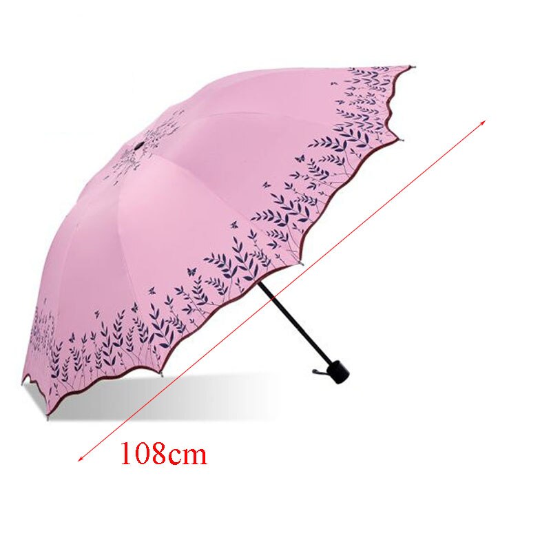 Hopfällbart paraply för kvinnor tryck blomma resor anti-uv vindtät regn blomma modig flicka solskydd parasoll bärbar