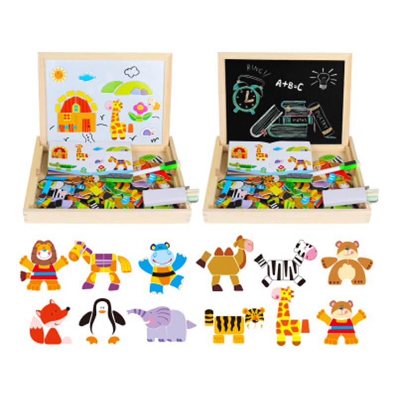 Educatief Houten Magnetische Speelgoed Kinderen 3D Puzzel Figuur/Dieren/Voertuig Tekentafel Leren Houten Speelgoed Voor Kinderen Speelgoed