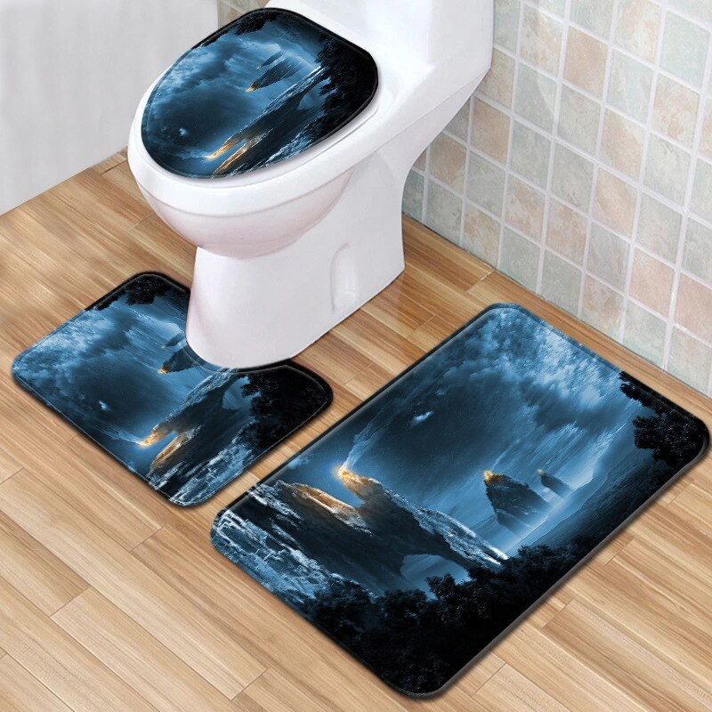 Ster badkamermat toilet driedelige set badmat badmat baddecoratie badkamertapijt badmatset