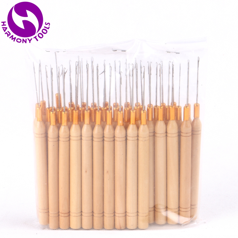 HARMONY 1 piece Wooden Handle hook needle or loop threader for micro hair extensions tools