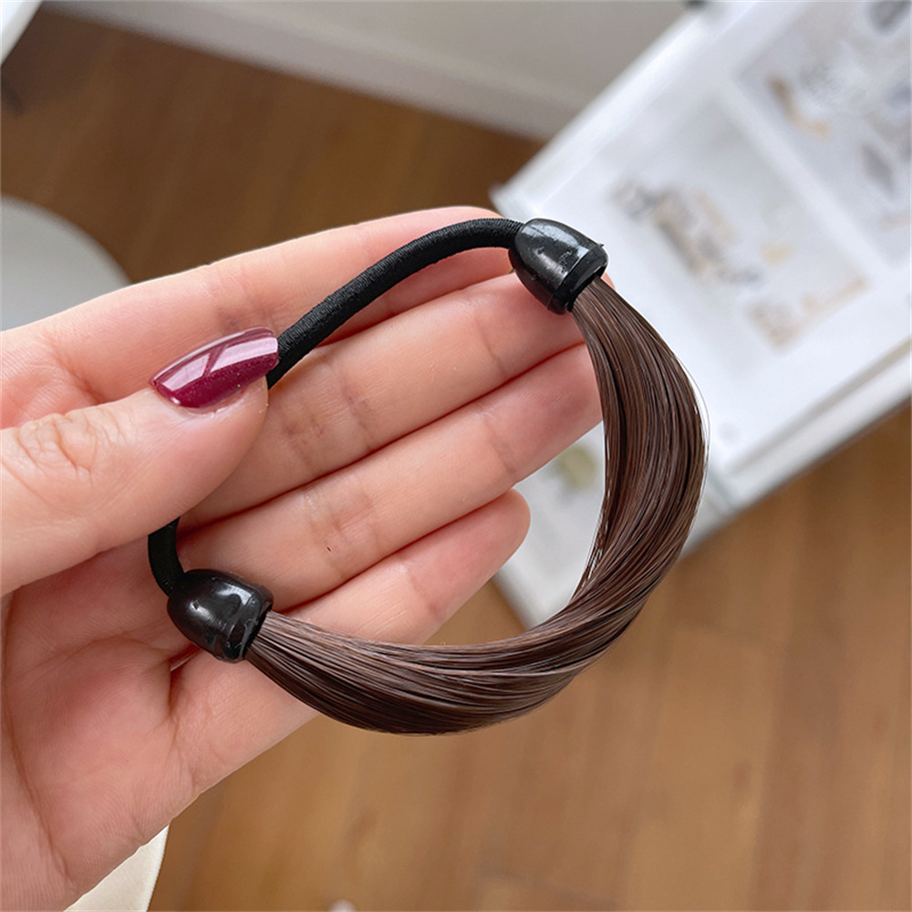 Peluca de pelo de imitación clásica para mujer y niña, lazos de cuerda, soporte de cola de caballo elástico Simple, trenza, tocado de , banda de goma, 4 colores: Azul cielo
