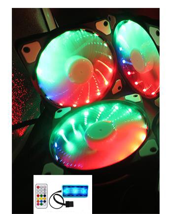 Rgb Fan 120 Mm Set Aangepast 15LED Pc Fan Controller Cooler 12 Cm Computer Game Case Pc Koelventilator Rustige remote Fan Sync Led Hub: 3pc RGB set