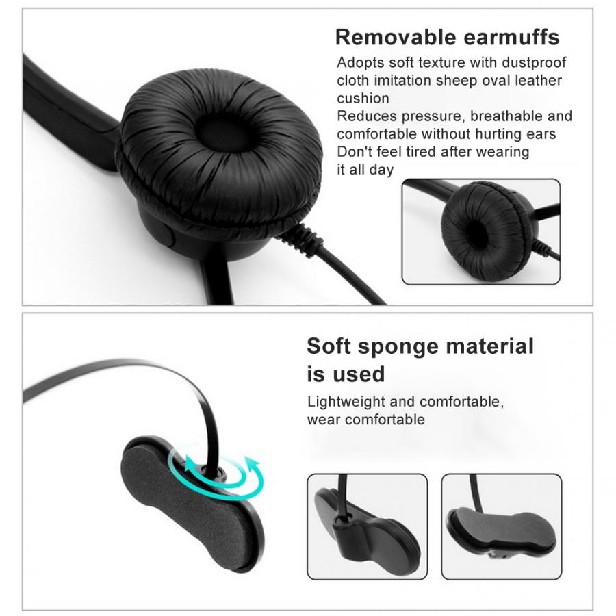 H500- va abs telefonist headset einstellbar service ohrhörer komfortable kommunikation kopfhörer