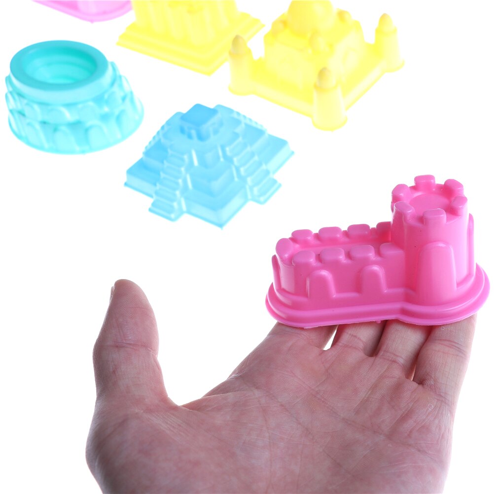 6Pcs/Set Portable Castle Sand Clay Model Clay For Moving Magic Sand Novelty Beach Toys