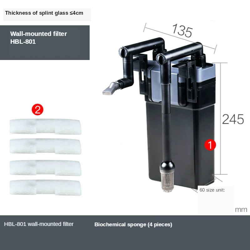 Eksternt filter hænge på bagsiden filter akvarum filter akvarium filter vægmonteret lille vandfaldsfilter elektrisk 220-240v: Hbl -801