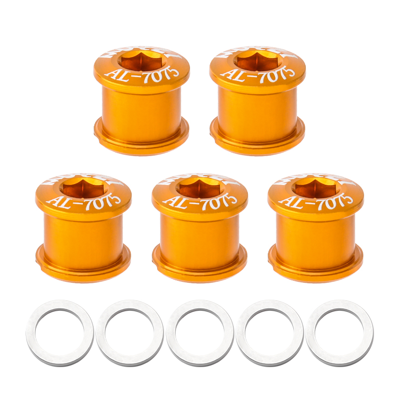 Tornillos para bielas de bicicleta, Tuercas para bielas de aleación de aluminio, superligeras, doble disco, 5 uds.: Double Glod-2mm