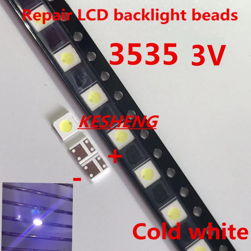 200 kpl diodit tv taustavalo 1w 3v 3535 smd led televisao kylmä valkoinen 100lm 3537 viileä valkoinen taustavalaistu lcd taustavalo television korjaukseen