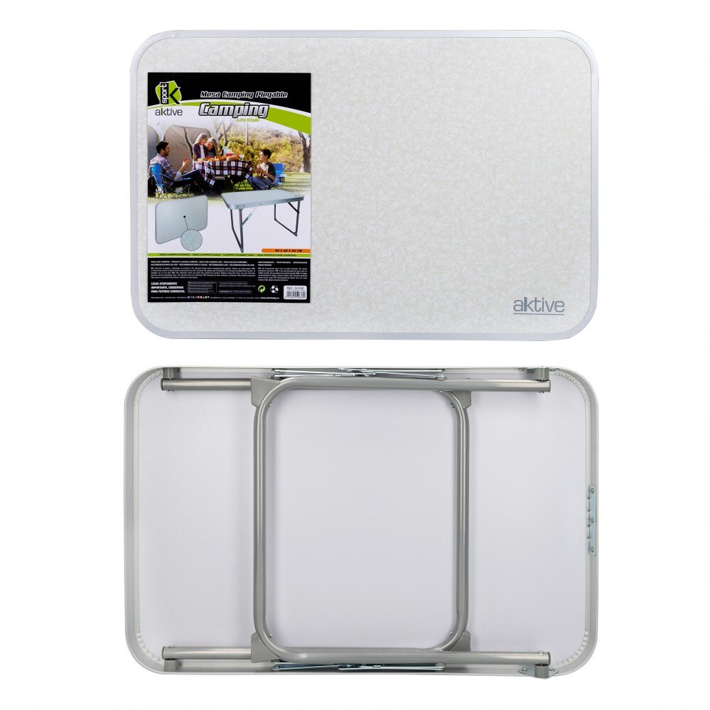 Mesa plegable Camping 60x40x40 cm Aktive blanca, Mesa camping, Mesas plegables para comer, Mesa jardin exterior, Mesa auxiliar