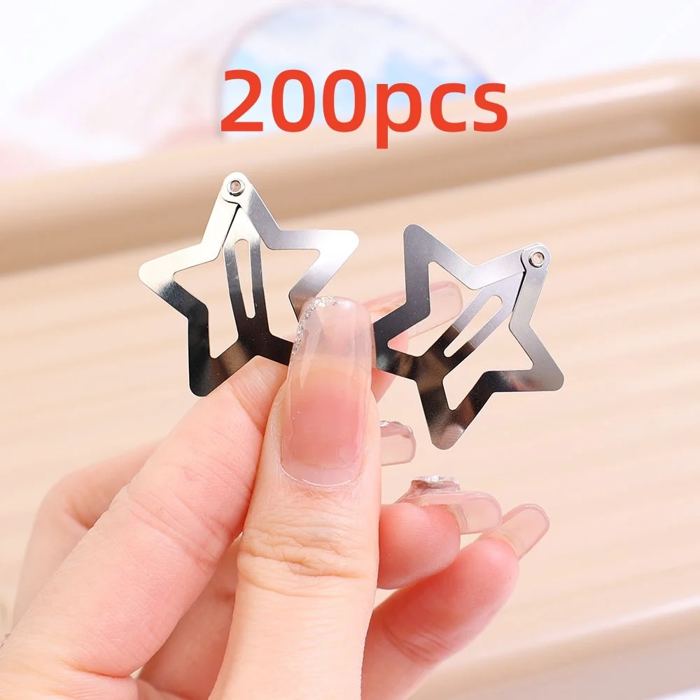 10/25/50/100/200 Uds Y2K pinzas para el cabello de estrella plateada para niñas Clip de Metal horquillas pasadores agarre para el cabello joya accesorios para el cabello: Rojo