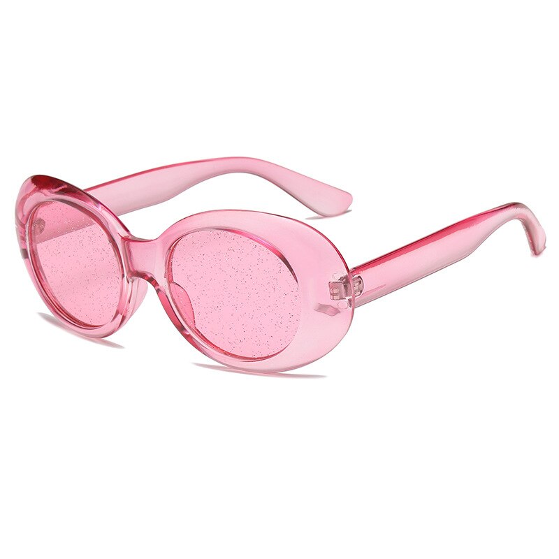 Clout gözlük güneş gözlüğü erkekler Vintage NIRVANA Kurt Cobain güneş gözlüğü kadınlar temizle küçük Oval gözlük gözlük: C1 Pink