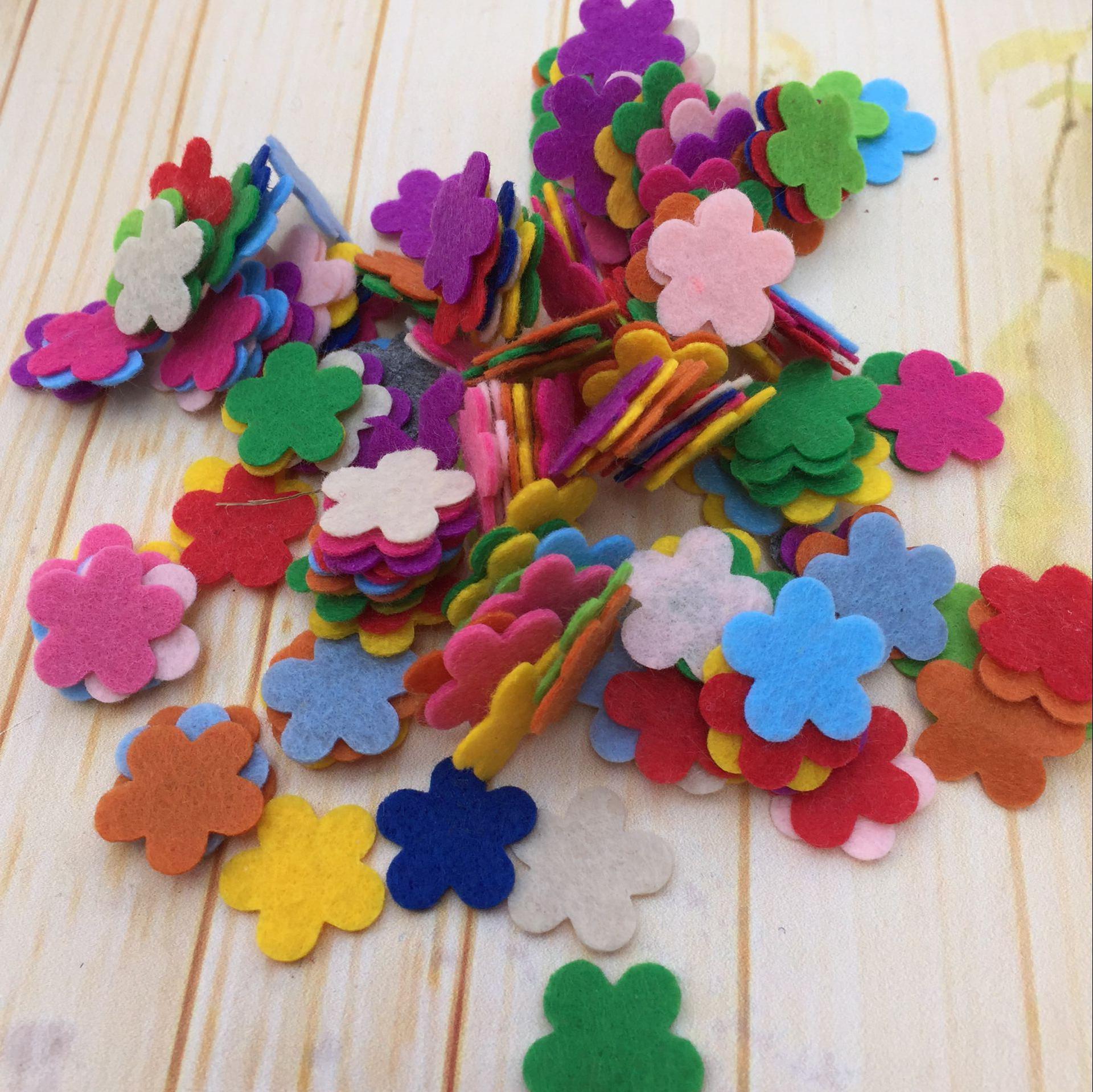 100PCS/Lot 2cm star round flower heart non-woven shape kindergarten crafts material DIY toys sewing kit fabric arts OEM: 100PCS 2cm flower