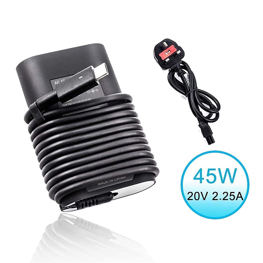 Usb -c 45w typ-c laddare adapter för dell xps 13 9365 9370 7390 9380, latitude 7389 7275, plats 8 pro 5855, 492- bbuu ,la45 nm 150