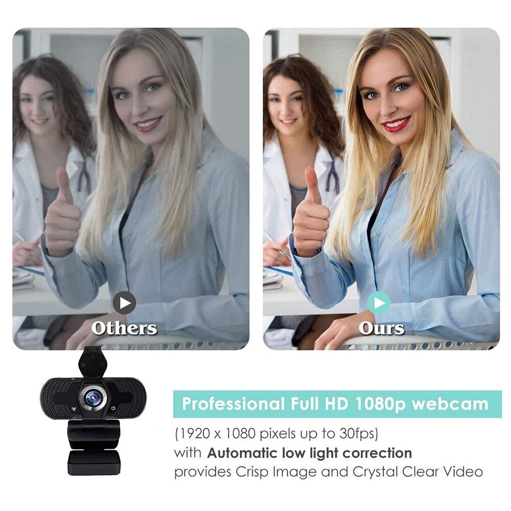 Usb Camera Hd 1080P Computer Camera Met Stofkap Webcam Voor Webcast Video Conferentie Webcam Full Hd 1080P camara Web Para Pc