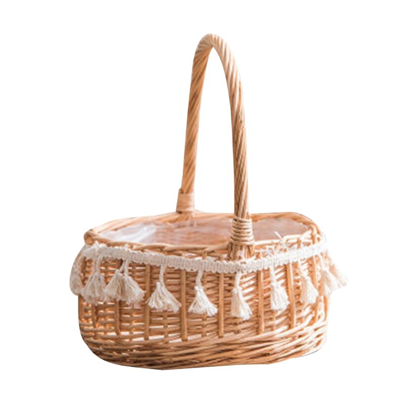 Handgemachte Natürliche Rattan Gewebt Blume Hand Korb Heimat Küche Garten Gemüse Lagerung Container Pflanzer Halfter: 03