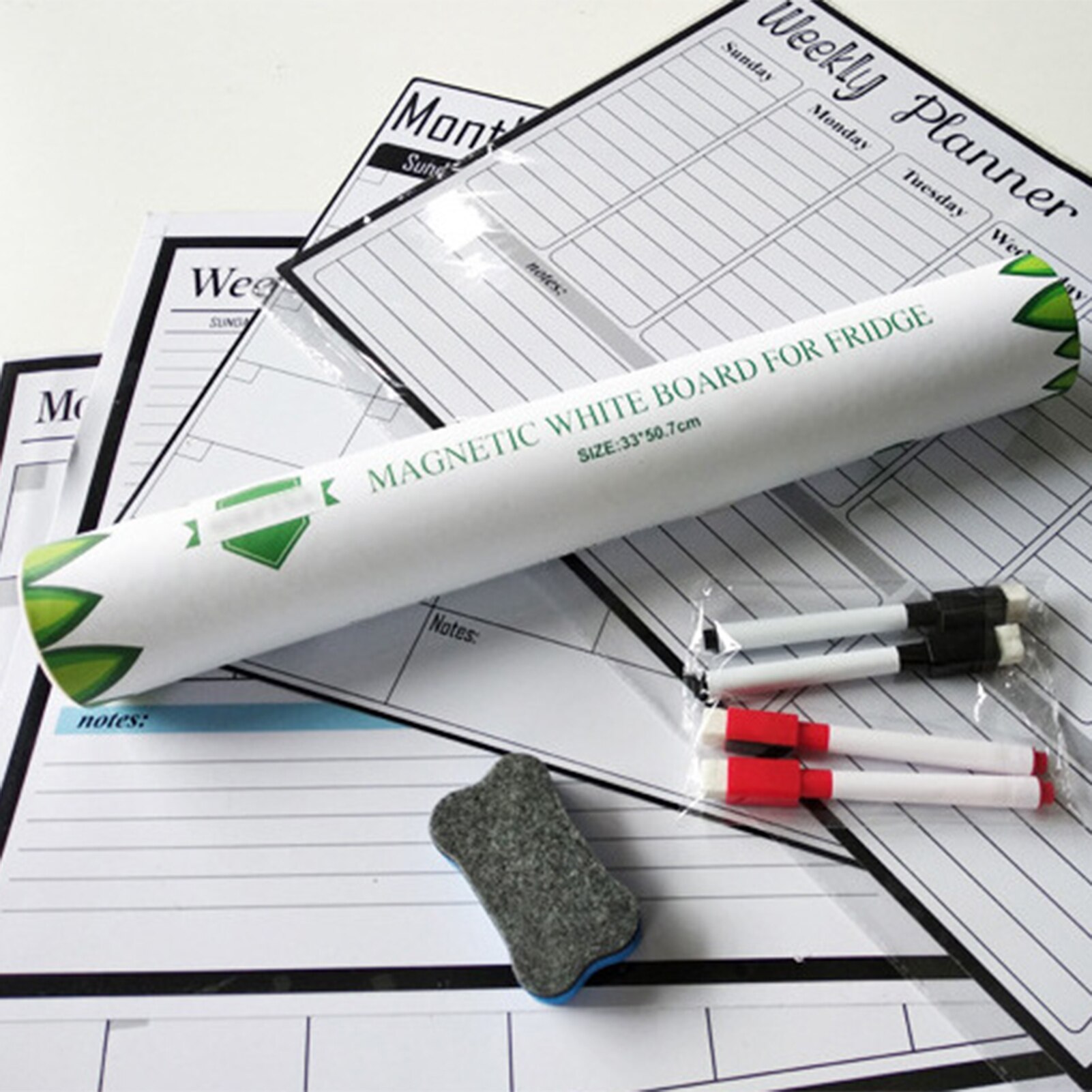 Eco-friendly Rewritable Magnetic Weekly & Monthly Planner Whiteboard Fridge Flexible Daily Message Drawing Refrigerator Board