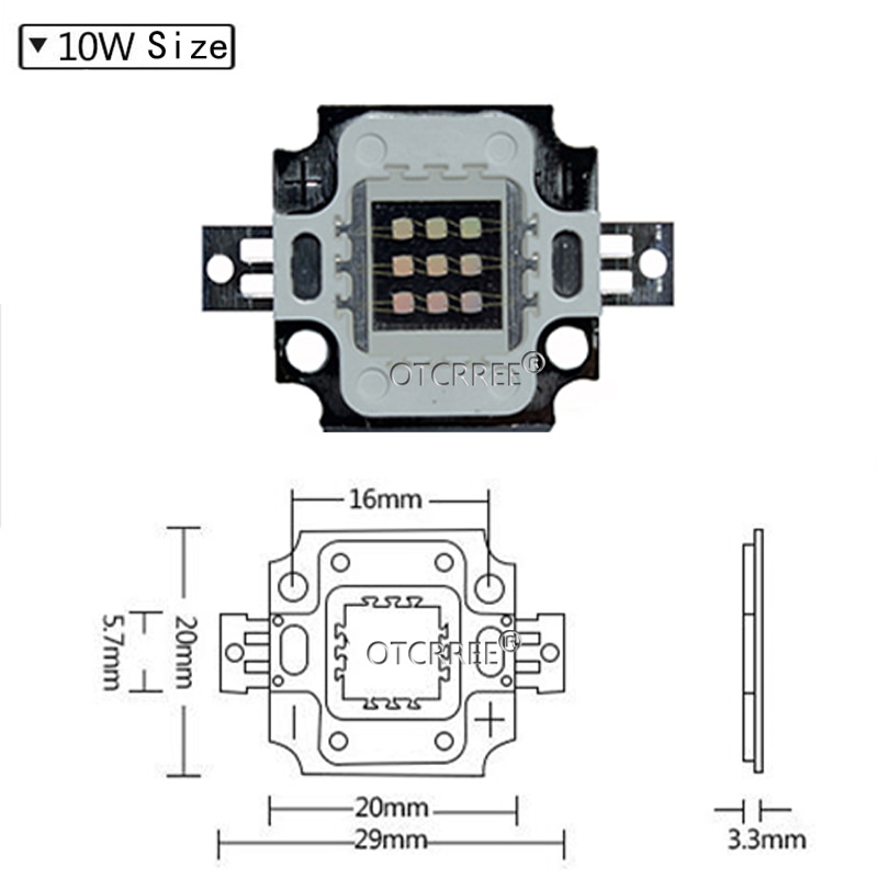 1 stuk krachtige led-chip 10w natuurlijk koel warm wit geel rgb rood groen blauw paars volledig spectrum voor 10 watt lichtkralen