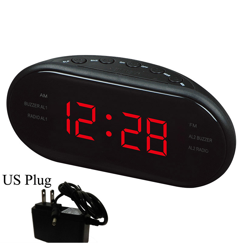 Sleep & Snooze Function Outlet Powered Big Digit Display for Bedroom LED Digital Alarm Clock AM/FM Radio with Dual Alarms