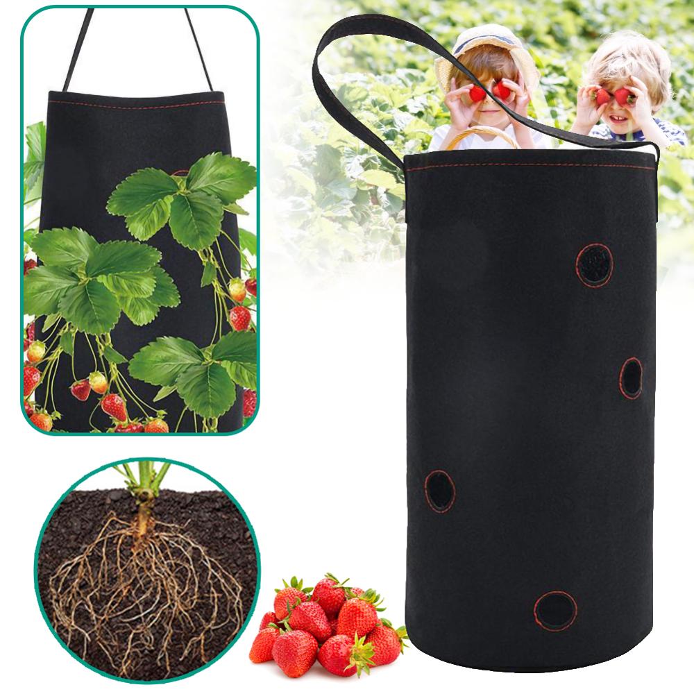 Morango plantio crescente saco diy pe tecidos recipiente sacos crescer plantador bolsa raiz bonsai planta pote jardim suprimentos