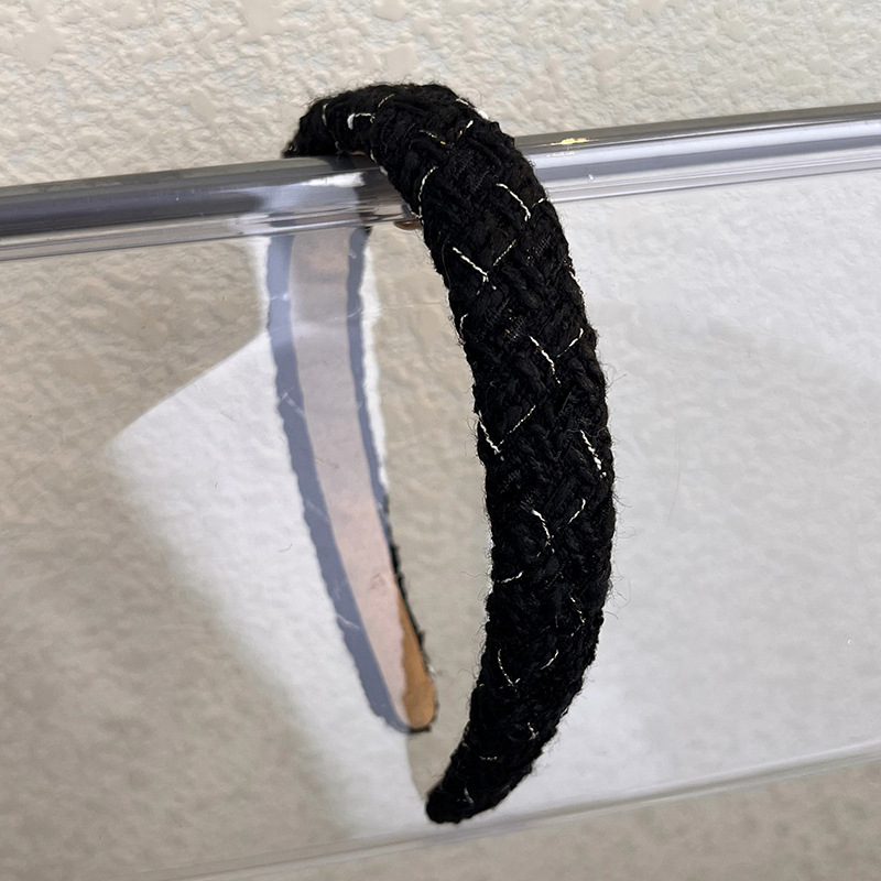 Lattice Tweed Headbands for Women Retro Temperament Hair Bands Solid Sponge Hair Hoop Autumn Winter Hair Accessories: SKY BLUE
